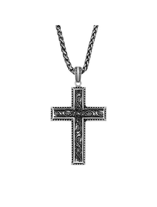 LYNX Stainless Steel Antique Finish Cross Men's Pendant