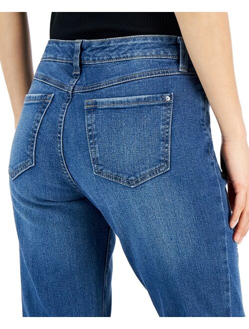 INC International Concepts I.N.C. International Concepts Women's Mid Rise Ripped Straight-Leg Jeans, Created for Macy's