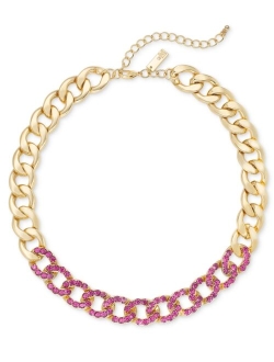 Color Crystal Large Link Collar Necklace, 18"   3" extender, Created for Macy's