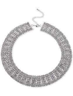 Silver-Tone Crystal Multi-Row Choker Necklace, 12-1/2"   3" extender, Created for Macy's