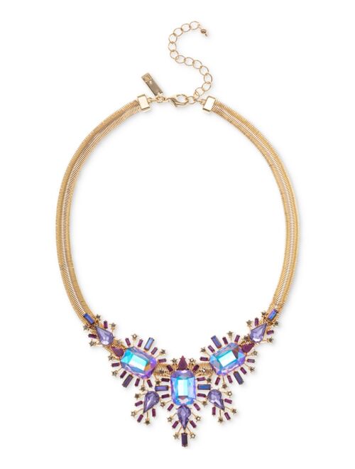 I.N.C. International Concepts INC International Concepts Gold-Tone Purple Mixed Stone Cluster Statement Necklace, 17" + 3" extender, Created for Macy's