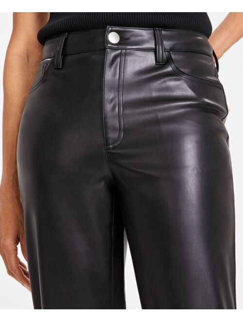 INC International Concepts I.N.C. International Concepts Women's Faux-Leather Straight-Leg Pants, Created for Macy's