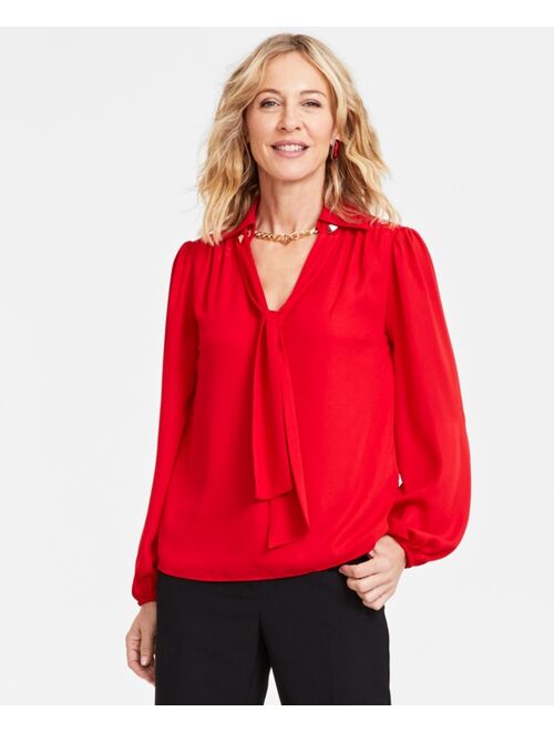 INC International Concepts I.N.C. International Concepts Women's Long-Sleeve Chain-Neck Blouse, Created for Macy's