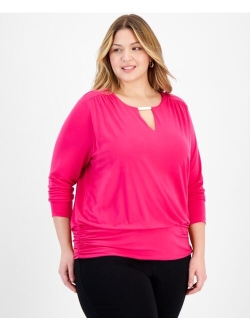 Plus Size Hardware-Keyhole Top, Created for Macy's