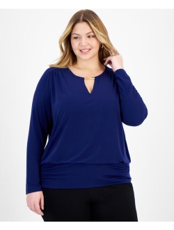 Plus Size Hardware-Keyhole Top, Created for Macy's