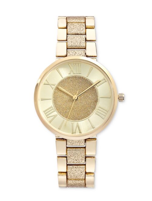 INC International Concepts I.N.C. International Concepts Women's Glitter Gold-Tone Bracelet Watch 36mm, Created for Macy's