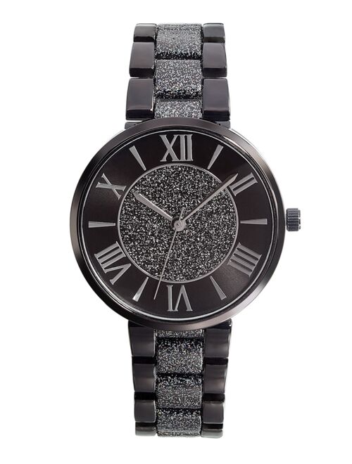 INC International Concepts I.N.C. International Concepts Women's Glitter Black-Tone Bracelet Watch 36mm, Created for Macy's