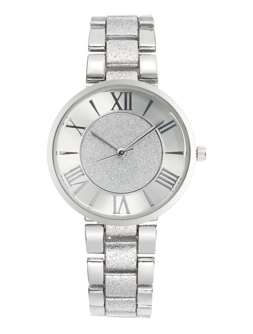 INC International Concepts I.N.C. International Concepts Women's Glitter Silver-Tone Bracelet Watch 36mm, Created for Macy's