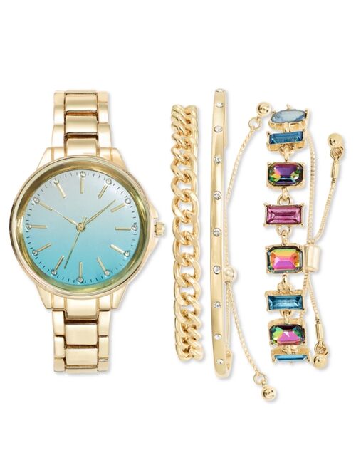 INC International Concepts I.N.C. International Concepts Women's Gold-Tone Bracelet Watch 36mm Gift Set, Created for Macy's