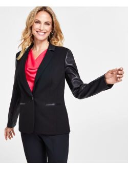 Women's Mixed-Media Blazer, Created for Macy's