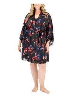 Plus Size Floral Wrap Robe, Created for Macy's