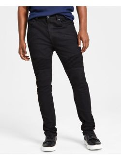 Men's Skinny-Fit Black Moto Jeans, Created for Macy's