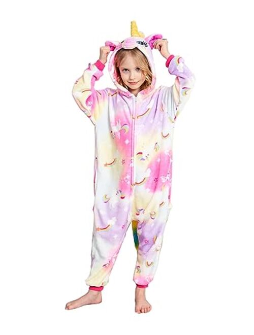 FuzzyCosplay Kids Unicorn Costume Animal Pajamas Halloween Cosplay Xmas Gifts