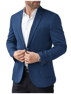 Men's Casual Knit Blazer Suit Jacket Lightweight Sport Coats Two Button