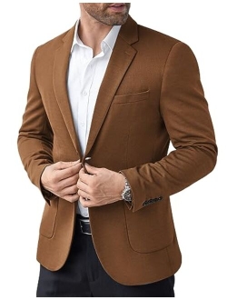 Men's Casual Knit Blazer Suit Jacket Lightweight Sport Coats Two Button