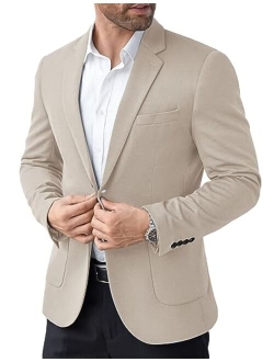 Men's Casual Knit Blazer Suit Jacket Lightweight Sport Coats Two Button