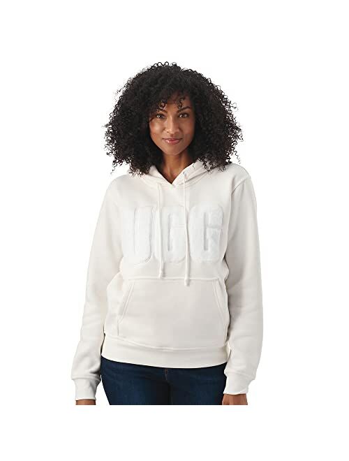 UGG Rey fuzzy logo hoodie in white