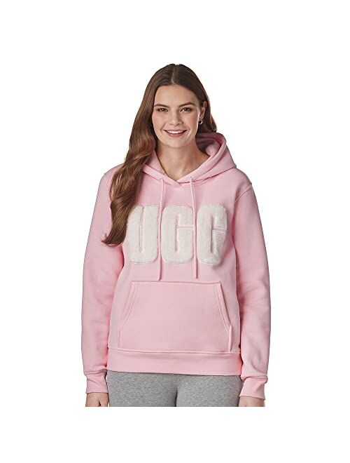 UGG Rey fuzzy logo hoodie in white