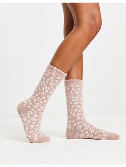 Josephine fleece lined socks in leopard