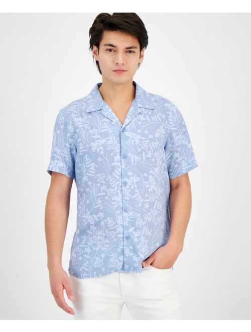 INC International Concepts I.N.C. International Concepts Men's Regular-Fit Botanical-Print Button-Down Camp Shirt, Created for Macy's