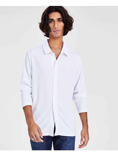 INC International Concepts I.N.C. International Concepts Men's Regular-Fit Ribbed-Knit Button-Down Shirt, Created for Macy's