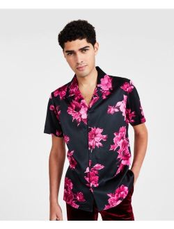 Men's Bouquet Short Sleeve Button-Front Camp Shirt, Created for Macy's