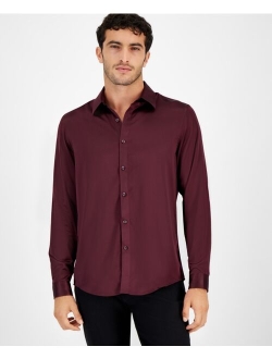 Men's Long Sleeve Button-Front Satin Shirt, Created for Macy's