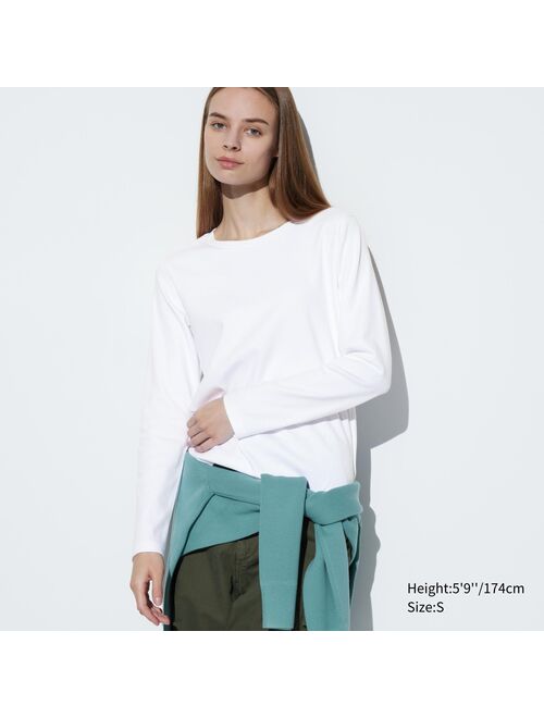 UNIQLO Smooth Stretch Cotton Crew Neck Long-Sleeve T-Shirt