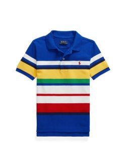 Toddler and Little Boys Striped Cotton Mesh Polo Shirt