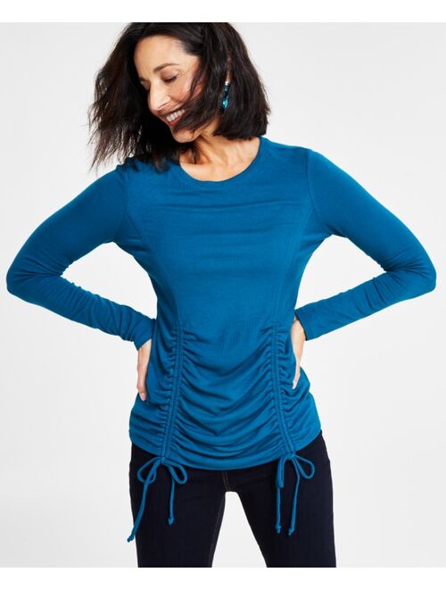 INC International Concepts I.N.C. INTERNATIONAL CONCEPTS Women's Ruched Long-Sleeve Top, Created for Macy's