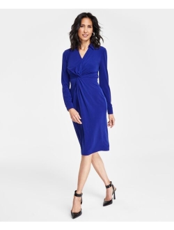 Petite Printed Twist-Front Midi Dress, Created for Macy's