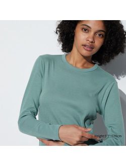 Soft Ribbed Crew Neck Long-Sleeve T-Shirt