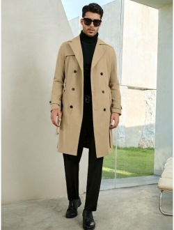 Shein Manfinity Homme Men Double Breasted Belted Trench Coat