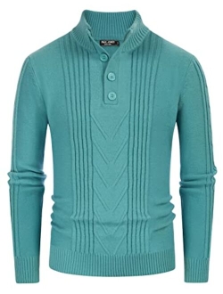 Men's Cable Knit Henley Pullover Sweater Thermal Jumper Sweaters