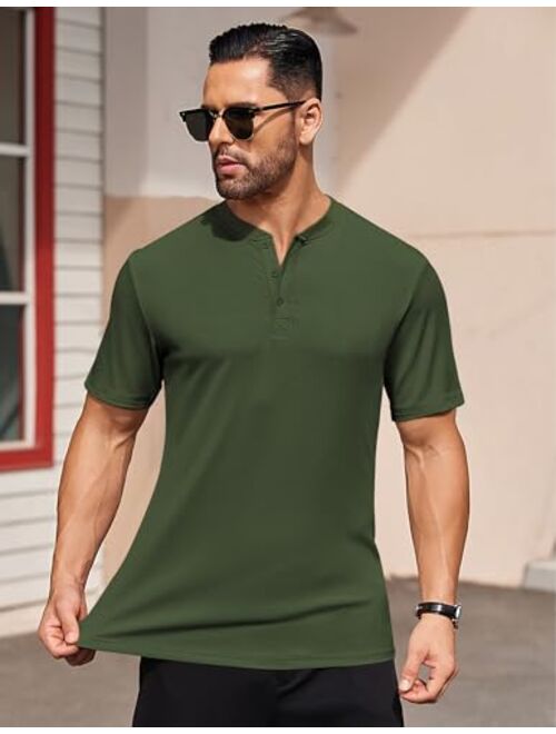 COOFANDY Men's Short Sleeve Henley Shirts Stretch Ribbed T-Shirts Fashion Casual Basic Tops