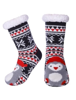 LANLEO Boys Girls Cute Animal Slipper Socks Fuzzy Soft Warm Thick Fleece Lined Winter Socks Kids Toddlers Christmas Stockings