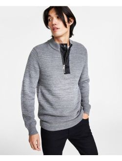 Men's Regular-Fit Space-Dyed 1/4-Zip Mock Neck Sweater, Created for Macy's