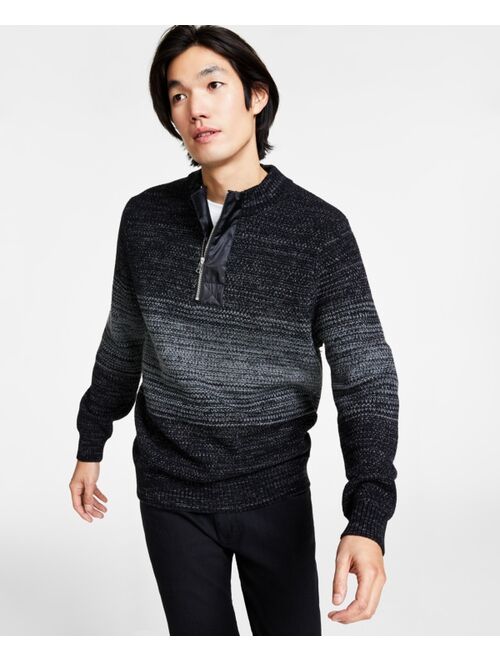 INC International Concepts I.N.C. INTERNATIONAL CONCEPTS Men's Regular-Fit Space-Dyed 1/4-Zip Mock Neck Sweater, Created for Macy's