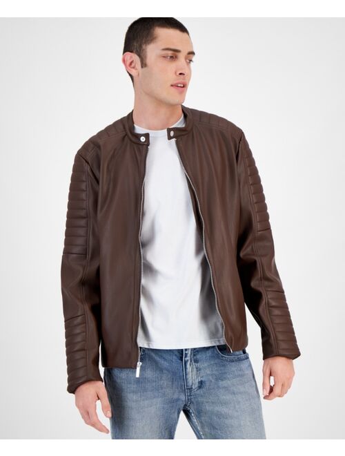 INC International Concepts I.N.C. INTERNATIONAL CONCEPTS Men's Jameson Regular-Fit Faux-Leather Moto Jacket, Created for Macy's