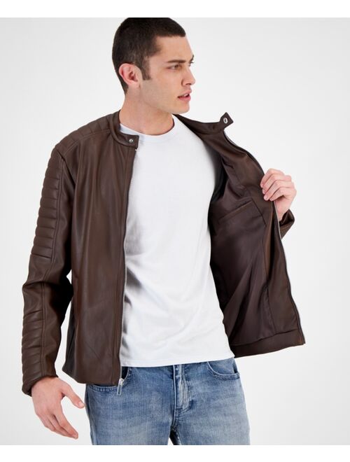 INC International Concepts I.N.C. INTERNATIONAL CONCEPTS Men's Jameson Regular-Fit Faux-Leather Moto Jacket, Created for Macy's