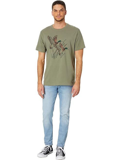 Life is Good Mallard Ducks Illustration Short Sleeve Crusher-Lite Tee