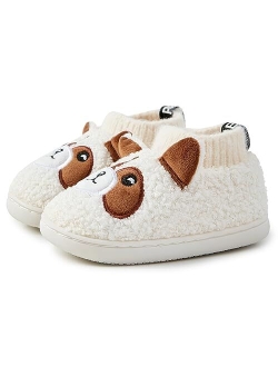 SRINBNIG Toddler Boys Girls Cute Animal House Slippers,Indoor Home Non-Slip Rubber Sole Shoes Warm Cozy Slippers for Kids