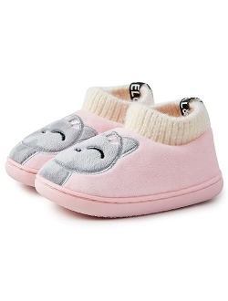 SRINBNIG Toddler Boys Girls Cute Animal House Slippers,Indoor Home Non-Slip Rubber Sole Shoes Warm Cozy Slippers for Kids