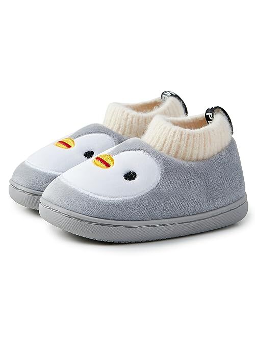 SRINBNIG Toddler Boys Girls Cute Animal House Slippers,Indoor Home Non-Slip Rubber Sole Shoes Warm Cozy Slippers for Kids