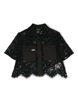 lace cropped shirt