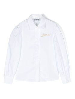 Kids logo-embroidered shirt