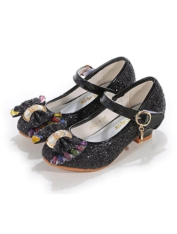 BFOEL Girls Dress Shoes Adorable Sparkle Mary Jane Flats for Wedding Party