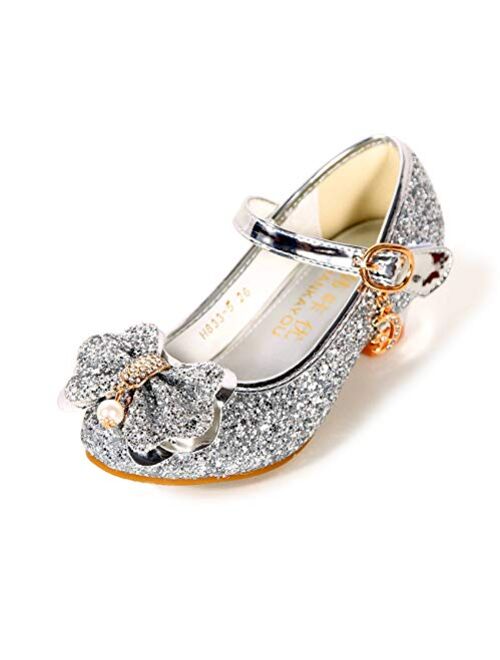 BFOEL Girls Dress Shoes Adorable Sparkle Mary Jane Flats for Wedding Party