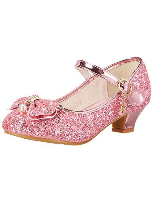 BFOEL Girls Dress Shoes Adorable Sparkle Mary Jane Flats for Wedding Party