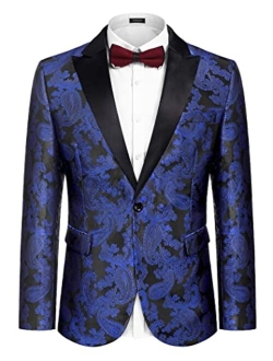 Men's Floral Tuxedo Paisley Suit Jacket Dress Dinner Party Prom Blazer